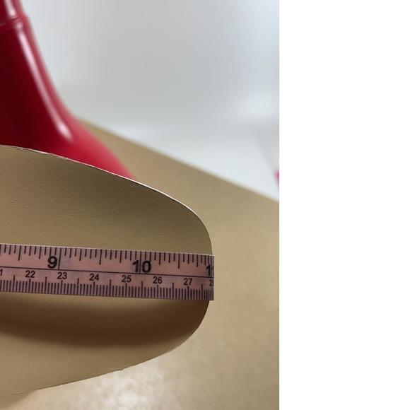 70mm Loubirain Loubi Red Rain Boots Rubber Heeled Bootie E597 - Picture 10 of 11